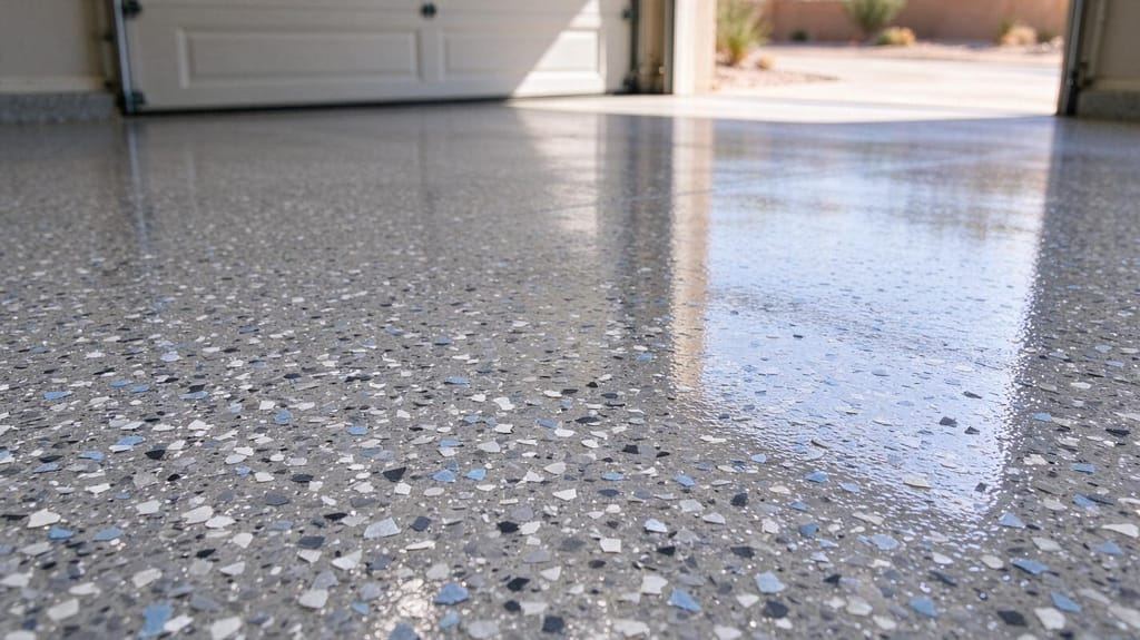 Decorative Flake Flooring installed in Gilbert, AZ
